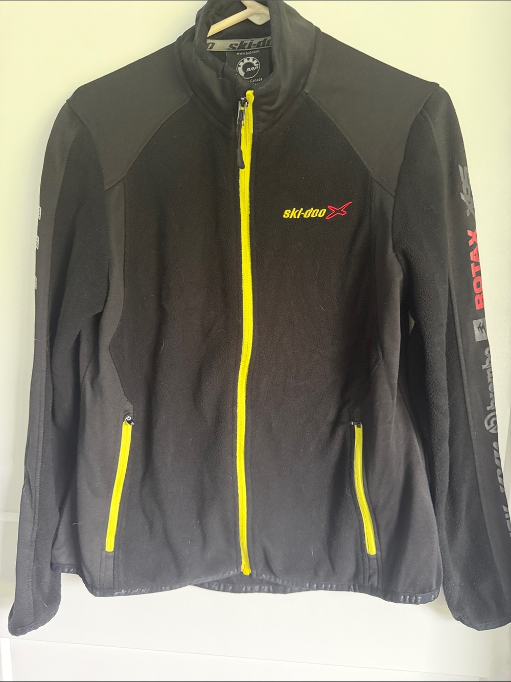 Ski-Doo Women's Black Lightweight Fleece Jacket with Yellow Trim